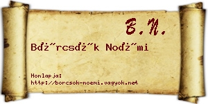Börcsök Noémi névjegykártya